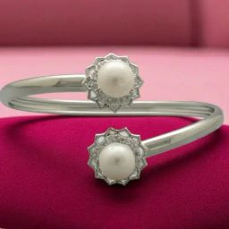 Sri Jagdamba Pearls White Eleganza Gleam Pearl Cuffs Bracelet-picture-28