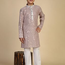 Pro-Ethic STYLE DEVELOPER Boys Embroidered Regular Sequinned Kurta with Pyjamas-picture-36