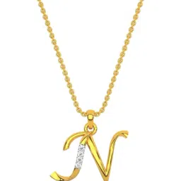 Kisna Diamond & Gold Jewellery 14k Alphabet N Pendant-picture-18