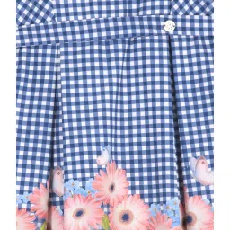 Peppermint Kids Blue & White Checks Dress, Belt With Cap image 3