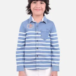 One Friday Kids Blue Striped Regular Fit Shirt-picture-46