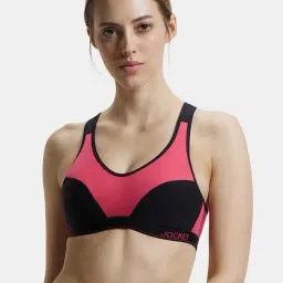 Jockey 1378 Women's Wirefree Padded Super Combed Cotton Elastane Full Coverage Racer Back Active Bra image 5