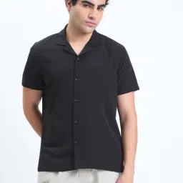 SHOWOFFFF Black Cotton Relaxed Fit Shirt-image-37