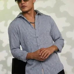 Campus Sutra Grey Regular Fit Texture Shirt-image-44