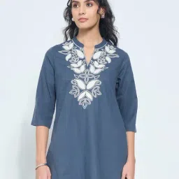 Rangmanch By Pantaloons Blue Indigo Regular Fit Embroidered Tunic-picture-48