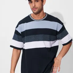 The Souled Store Men Striped Drop-Shoulder Sleeves T-shirt-picture-44