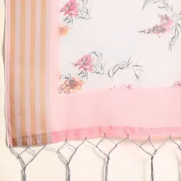 Anouk Grey & Pink Linen Blend Printed Bhagalpuri Saree image 5