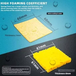 SCHOFIC Soldering Iron Tip Cleaning Sponge 60x60 mm Yellow for Cleaning Oxidation And Debris From Soldering Iron Tips (Pack of 20) image 3