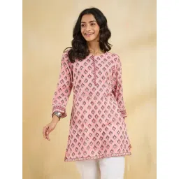Fabindia Pink Printed Three-Quarter Sleeves Kurta-picture-41