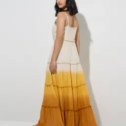 LOV by Westside Beige Ombre-Finish Tiered Dress image 2