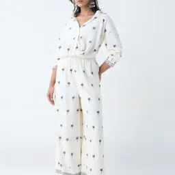 LOV by Westside Off-White Tropical-Inspired Linen-Blend Shirt image 3