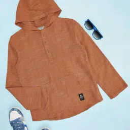 Pantaloons Junior Boys Burnt Sienna Cotton Solid Full Sleeves Shirts-image-67