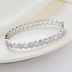 Jewels Galaxy Silver-Plated Artificial Stones Studded Bangle-Style Bracelet image 1