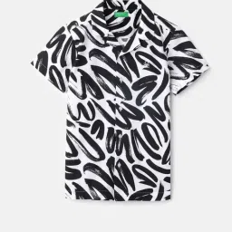 United Colors of Benetton Boys Black & White Cotton Printed Shirts-picture-17