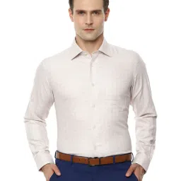 Louis Philippe Permapress Beige Regular fit Check Shirt image 1