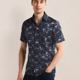 U.S. Polo Assn. Dark Blue Regular Fit Printed Cotton Shirt-picture-18