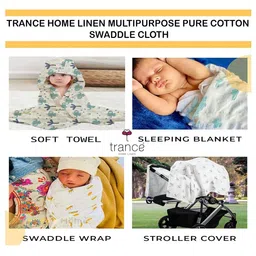 Trance Home Linen Set Of 3 Super Soft Cotton Malmal Swaddle Cloth image 3