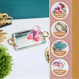 MARKET99 Ornate Rim Iron Decorative Tray, 36.5 x 19.5 cm image 5