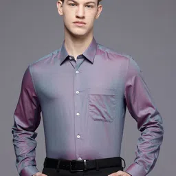 Louis Philippe Classic Fit Textured Pure Cotton Formal Shirt-image-89
