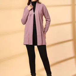 The Roadster Lifestyle Co Juelle Woolen V-Neck Open Front Longline Shrug-picture-34