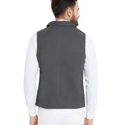 Hypernation Dark Grey Sleeveless Slim Fit Waistcoat image 2