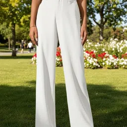 COVZ Women Smart Loose Fit High-Rise Easy Wash Trousers image 3