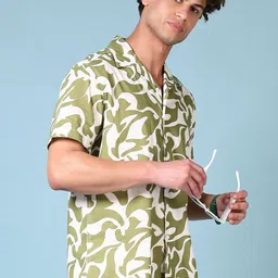 V-Mart Men Cuban Collar Abstract Printed Cotton Casual Shirt image 4