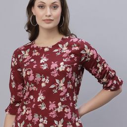 Style Quotient Maroon Floral Print Crepe Top-picture-37