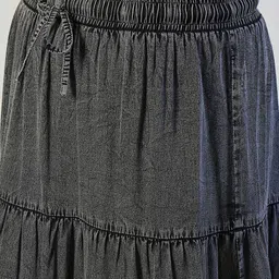 SASSAFRAS Curve Pure Cotton Mid Rise Tiered Maxi Skirt image 5
