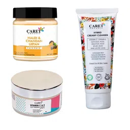 CARET ORGANIC Haldi Chandan Ubtan Face Pack, Vitamin C & E Cream & Hybrid Cleanser image 1