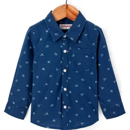 Babyhug 100% Cotton Woven Full Sleeves Shirt Boat Print - Blue-picture-18