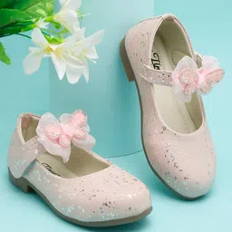 Tiny Bugs Bow & Stone Embellished Shimmer Detailed Bellies - Pink-picture-25