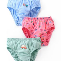 Tango Single Jersey Knit Briefs with Cheetah & Lion Print Pack of 3 - Green Pink & Blue-picture-8