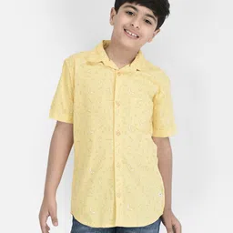 CRIMSOUNE CLUB Half Sleeves Text Printed Shirt - Yellow-picture-26