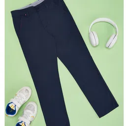 Pantaloons Junior Cotton Spandex Solid Trousers - Navy Blue-picture-36