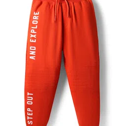 Pine Kids Knit Full Length Lounge Pants with Text Print - Orange-picture-22
