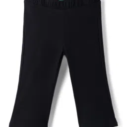 UCB Cotton Elastane Knit Full Length Solid Colour Flared Leggings - Black-picture-21