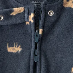 Carter's Full Sleeves Footed Sleepsuit with Animal Print - Navy Blue image 3