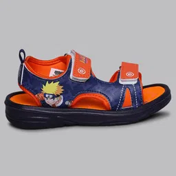 Kidsville Naruto Featuring Character Designed Double Velcro Closure Sandals - Navy Blue & Orange image 3