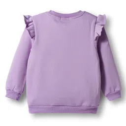 Mark & Mia Full Sleeves Winter Wear Sweatshirt & Joggers Set with Rainbow Applique & Frill Detailing - White & Lilac image 3