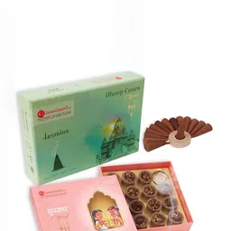 GaneshaSpeaks 65-Pcs Brown Natural Rose Dhoop Cup & Jasmine DhoopCone-picture-24