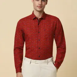 Allen Solly Red Slim Fit Printed Shirt-picture-23