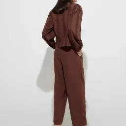 LOV by Westside Dark Brown High-Rise Trousers with belt image 2