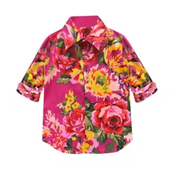 A.T.U.N. Magenta Floral Print Full Sleeves Shirt image 1