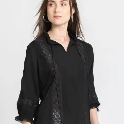 SHAYE Black Self Design Top-image-91