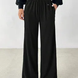 SZN Women Black Loose Fit Wide Leg Trousers-picture-28