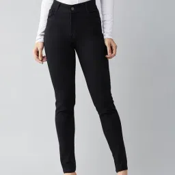 DOLCE CRUDO Black Denim Slim Fit High Rise Jeans-image-93