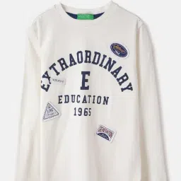 United Colors of Benetton Kids White Cotton Tshirt-picture-44