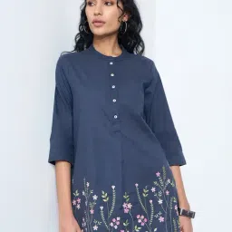 Rangmanch By Pantaloons Indigo Blue Regular Fit Embroidered Tunic-picture-18