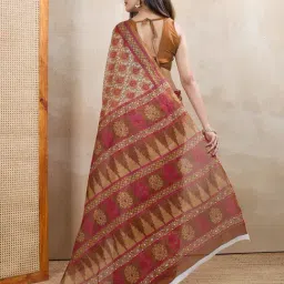 SHANVIKA Brown Pure Cotton Printed Saare image 2